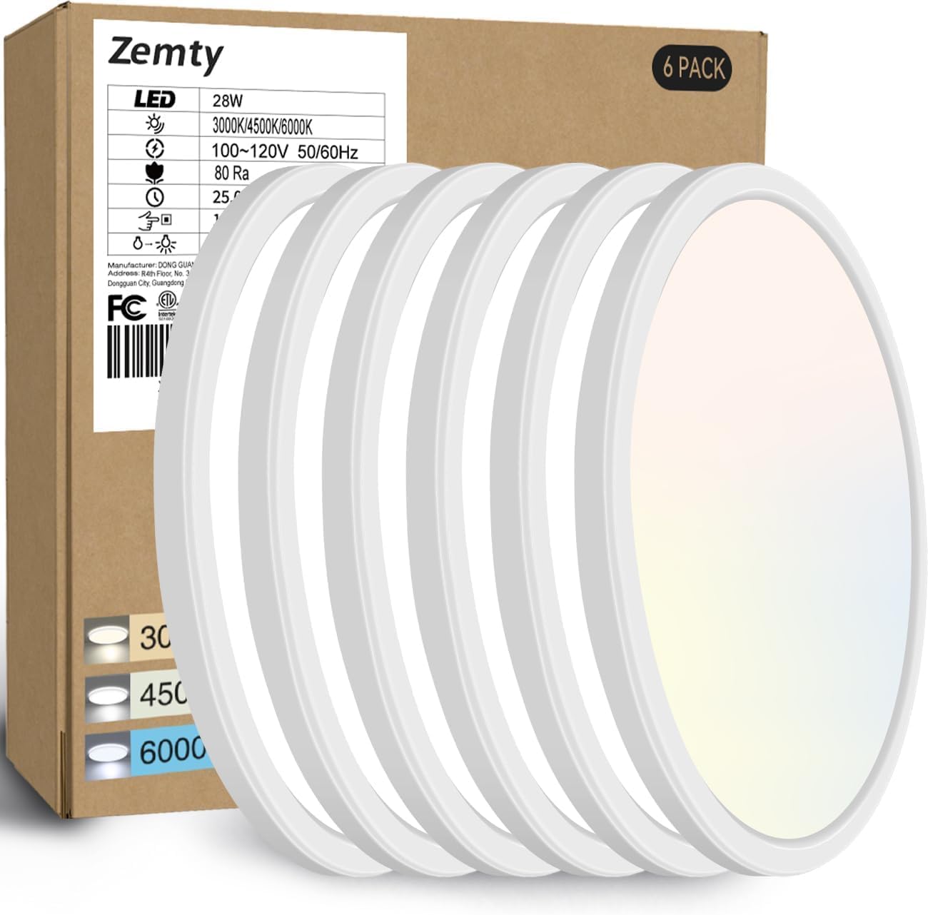 zemty 6pack 12 inch led flush mount ceiling light (white) zemty 6pack 12 inch led flush mount ceiling light (white)