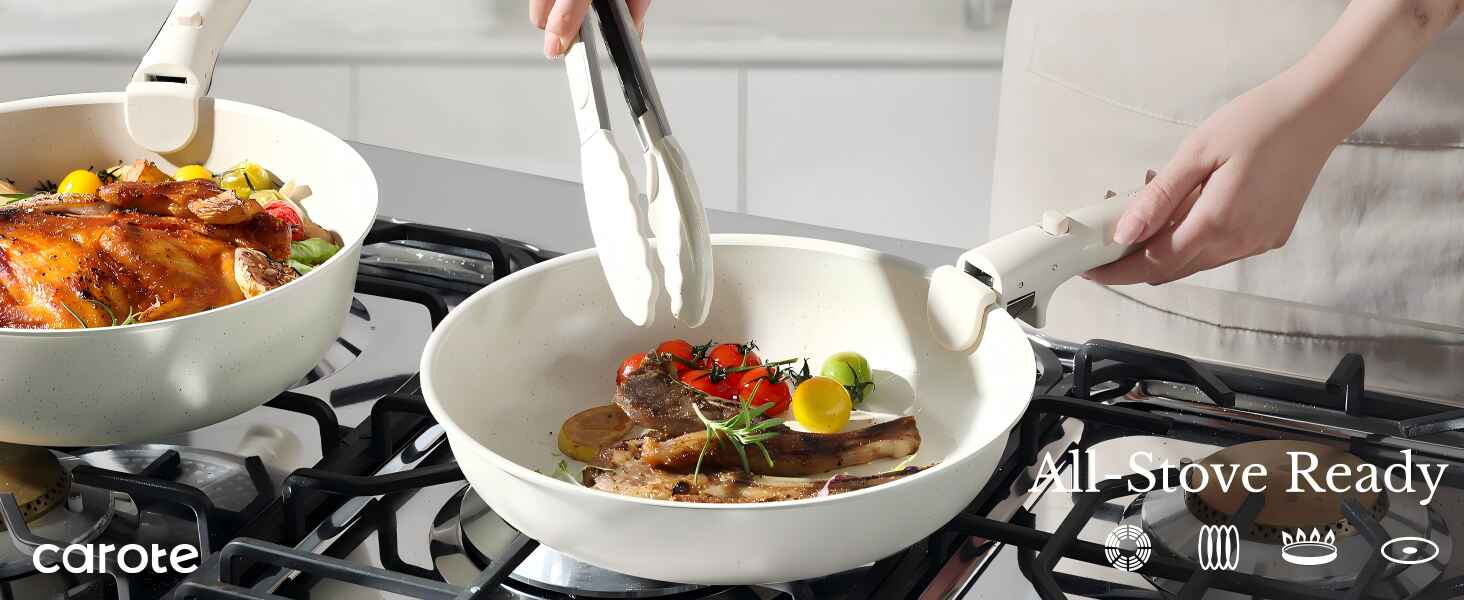 11 pcs kitchen cookware sets with detachable handle